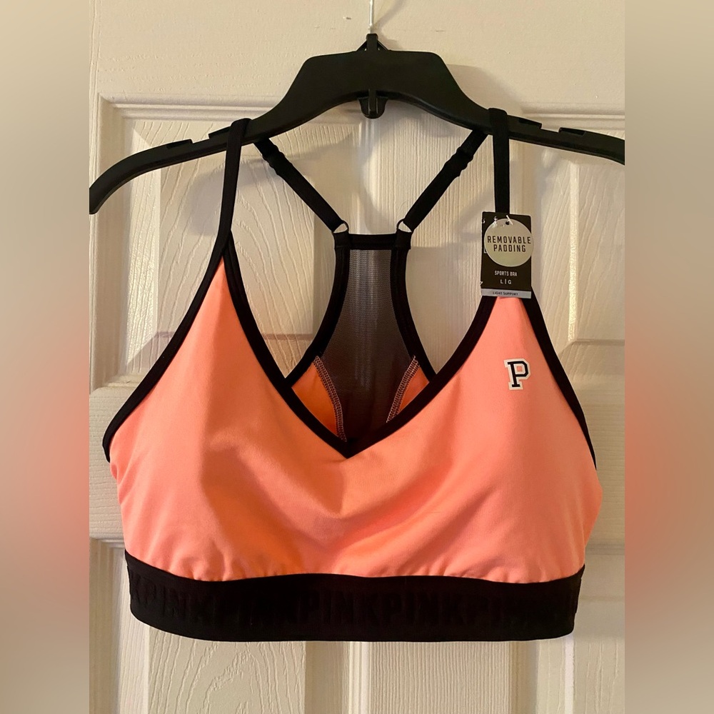 PINK Victoria's Secret Neon Peach Sports Bra
